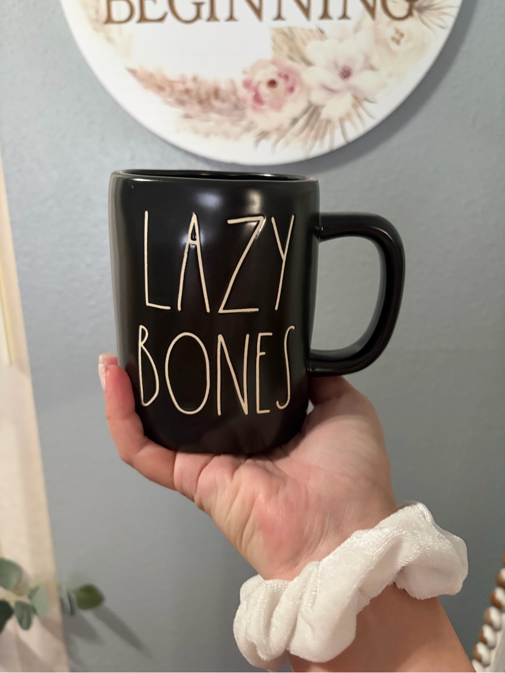 Rae dunn black lazy bones mug Halloween